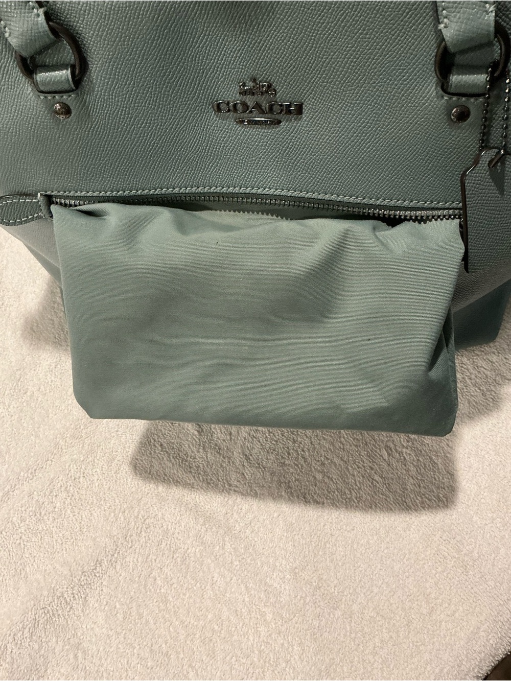 Coach Teal Green Leather Gallery Tote - Picture 7 of 14
